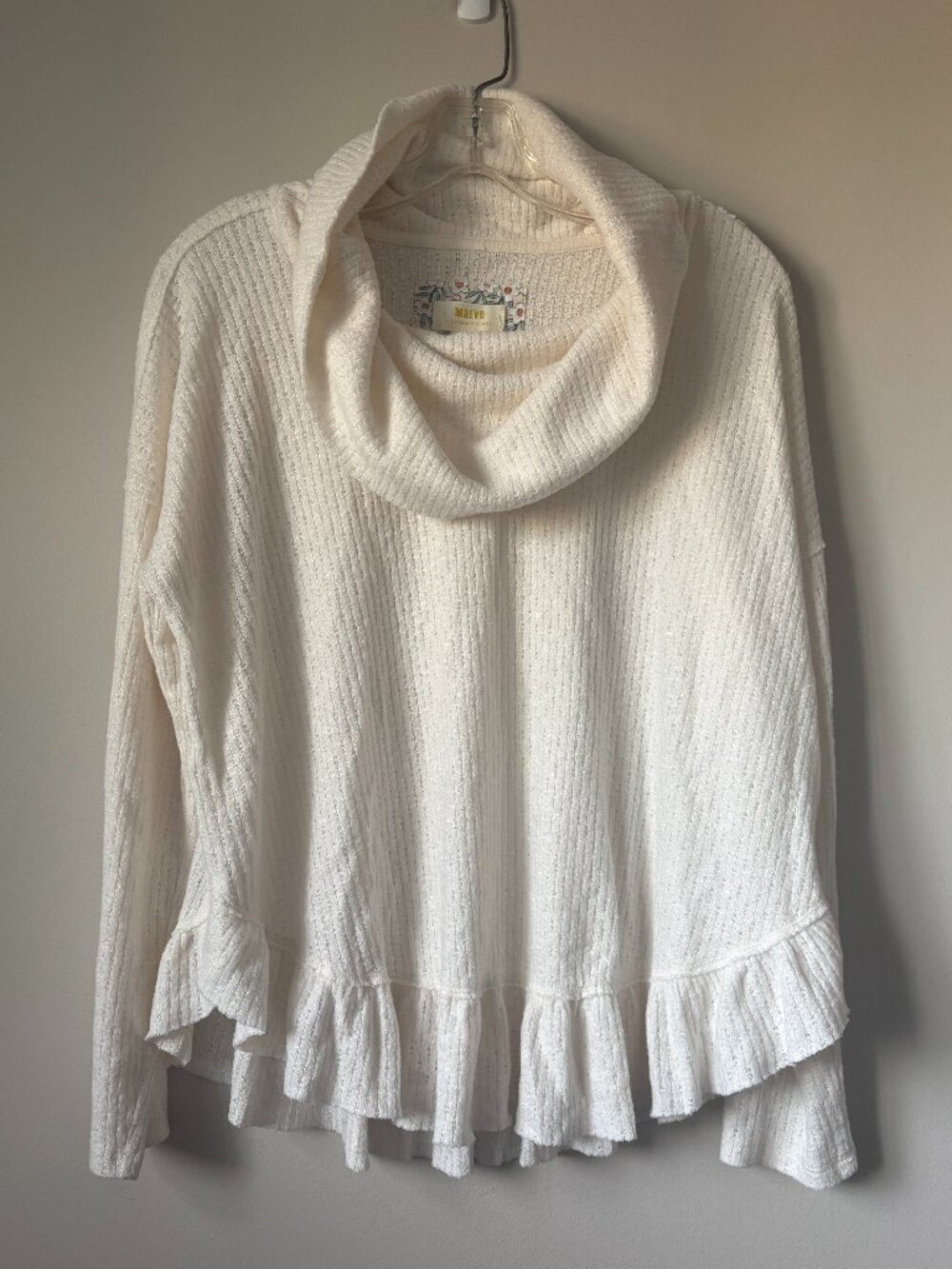 Maeve by Anthropologie Addie Ruffled Hacci Cowl Neck Sweater Medium M